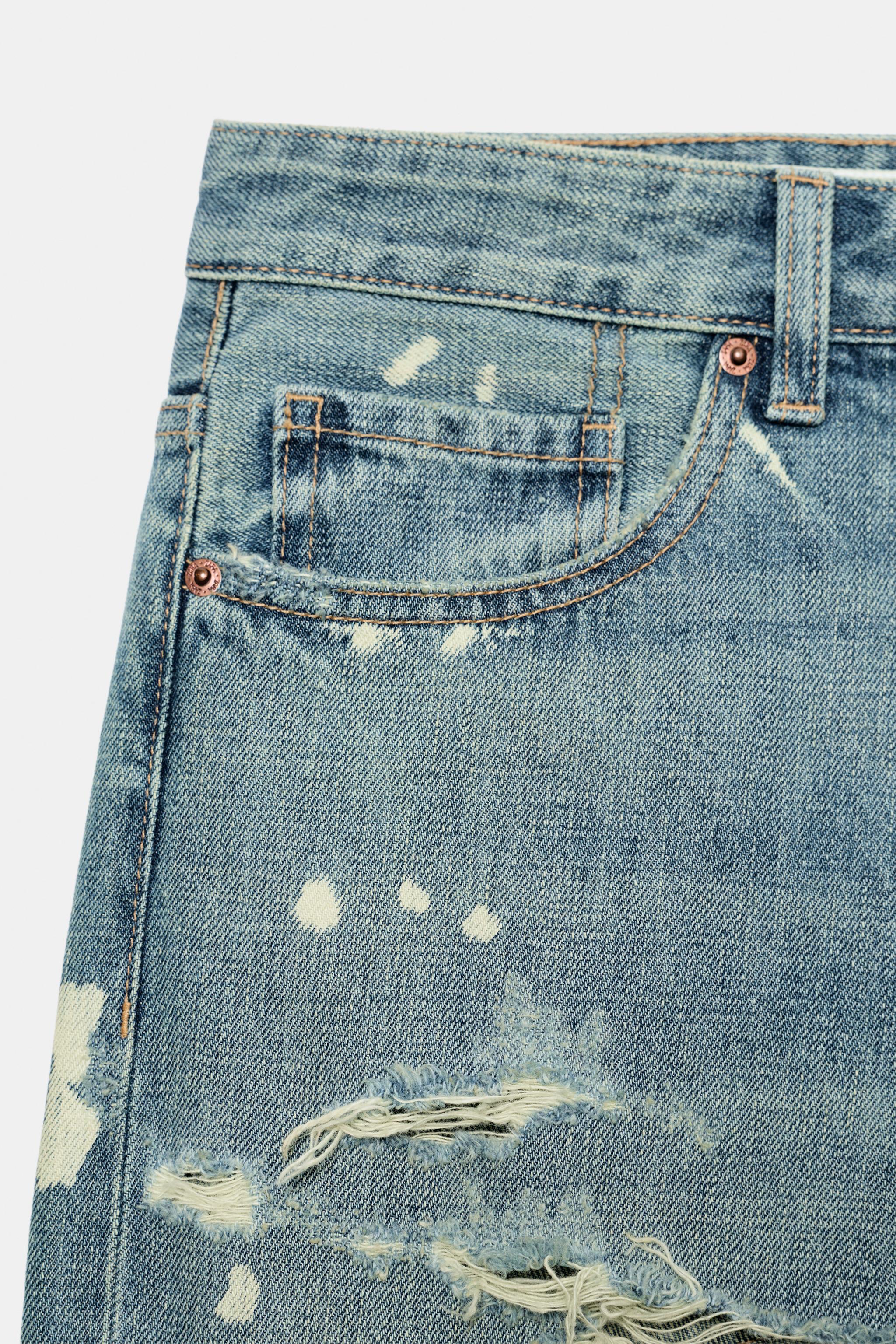jeans trf boyfriend taille normale éclaboussures
