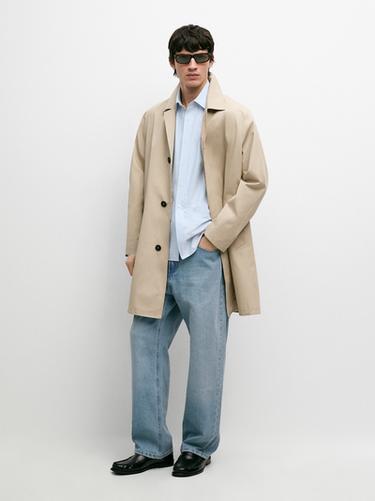 Gabardina detalle interior cuadros algodón - Beige de Zara