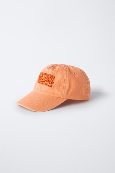 Zara EMBROIDERED VARSITY CAP - Orange