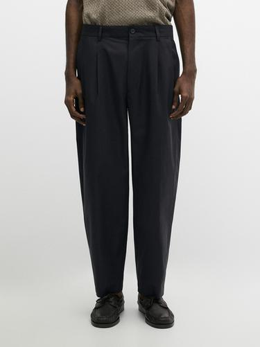 Zara Cotton trousers with double darts - Navy blue