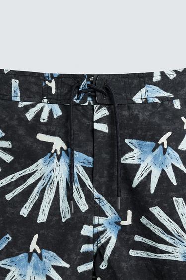 MAILLOT DE BAIN LONG À IMPRIMÉ FLORAL - Bleu marine de Zara - Image 2
