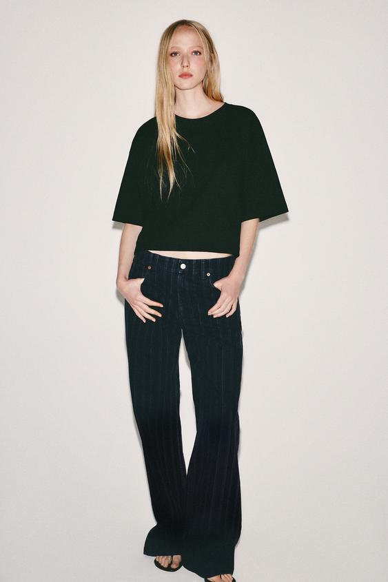 CAMISETA CROP MANGA CORTA - Negro de Zara - Imagen 0