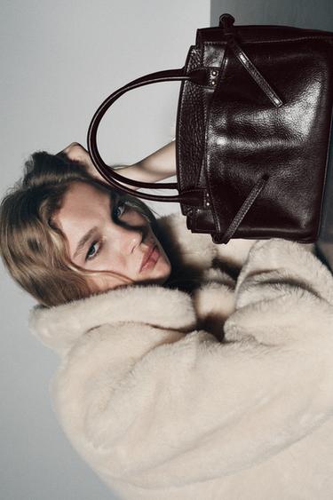 LEATHER MINI CITY BAG - Burgundy Red by Zara - Image 0