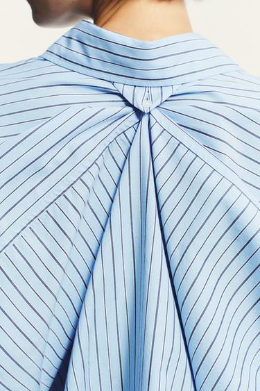 CHEMISE OVERSIZE EN POPELINE RAYÉE - Bleu / Bleu marine de Zara - Image 5