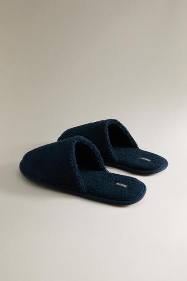 TERRY BATHROOM SLIPPERS - Navy Blue by Zara