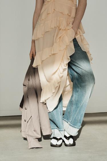 ROBE MI-LONGUE À VOLANTS - Crème de Zara - Image 4
