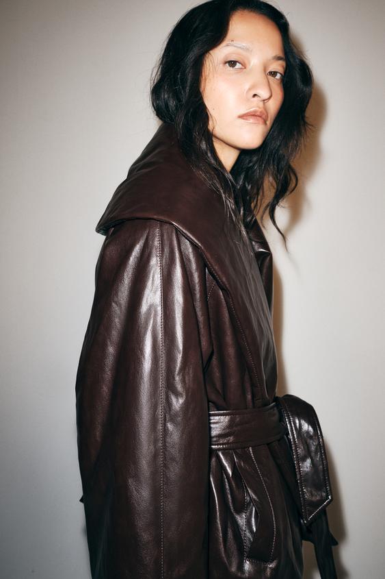 VESTE REMBOURRÉE MATIÈRE SYNTHÉTIQUE ZW COLLECTION - Bordeaux foncé de Zara - Image 4