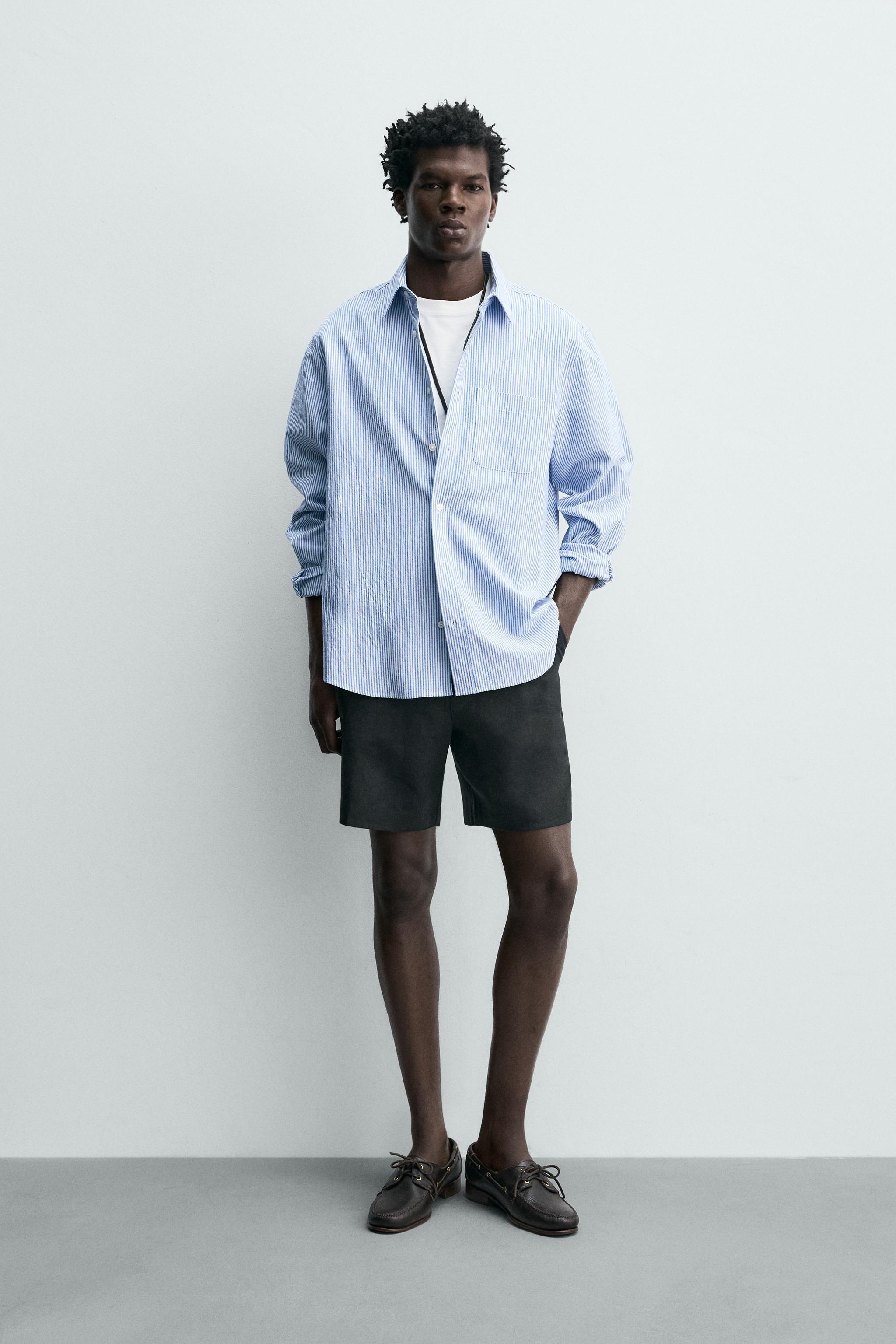 Мужские шорты Zara 100% LINEN REGULAR FIT SHORTS