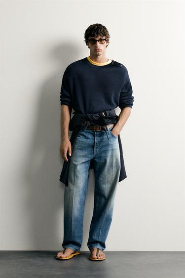 REGULAR FIT SHOULDER BUTTON JUMPER - Navy blue by Zara - Image 0
