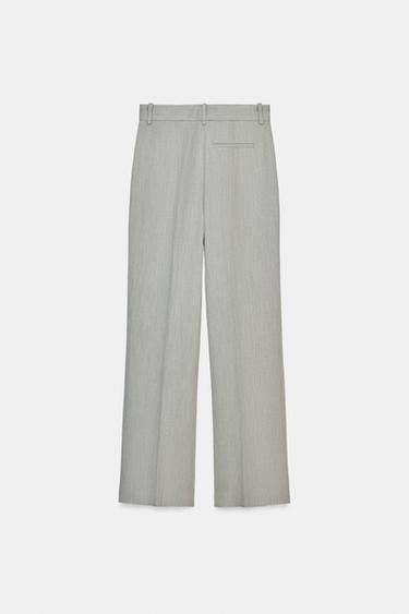 ZW COLLECTION FLARE TEXTURED TROUSERS - Grey by Zara - Image 7