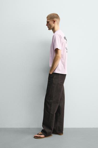 T-SHIRT WITH CONTRAST EMBROIDERY AND PRINT - lavender-white by Zara - Image 3