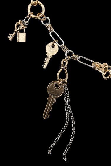 Zara COMBINED METAL KEY BELT - Gold / Silver