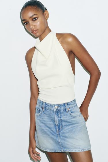 FALDA PANTALÓN DENIM TRF - Azul claro de Zara