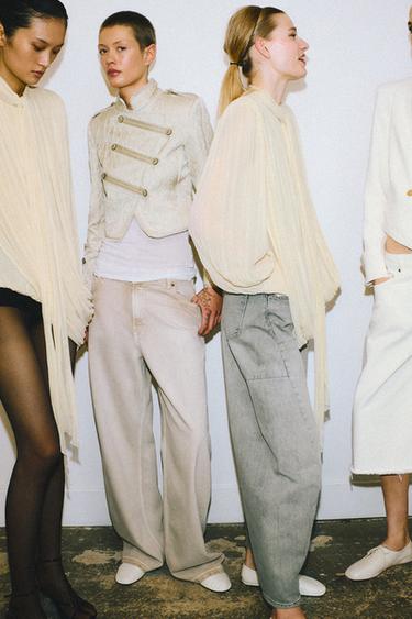 JEANS ZW COLLECTION EFFET DÉLAVÉ TAILLE HAUTE - Sable de Zara