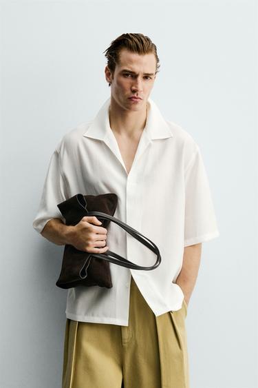 RELAXED FIT FLOWING SHIRT - Oyster-white by Zara