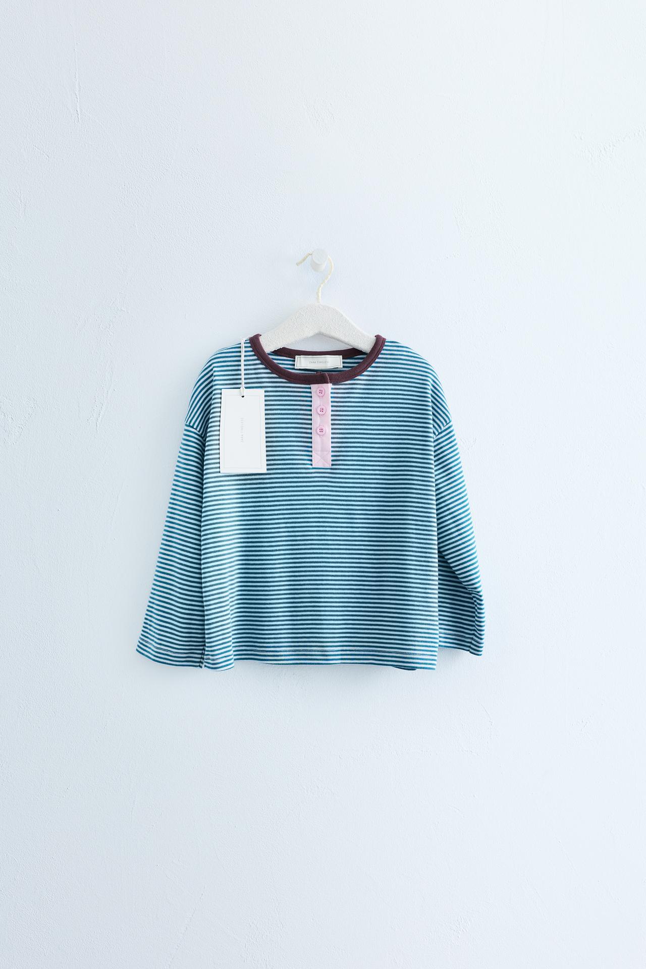 ZARA TIMELESS - STRIPED HENLEY T-SHIRT — Green