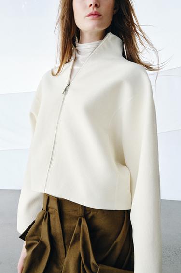 ZIP-UP KNIT CARDIGAN - Ecru by Zara - Image 2
