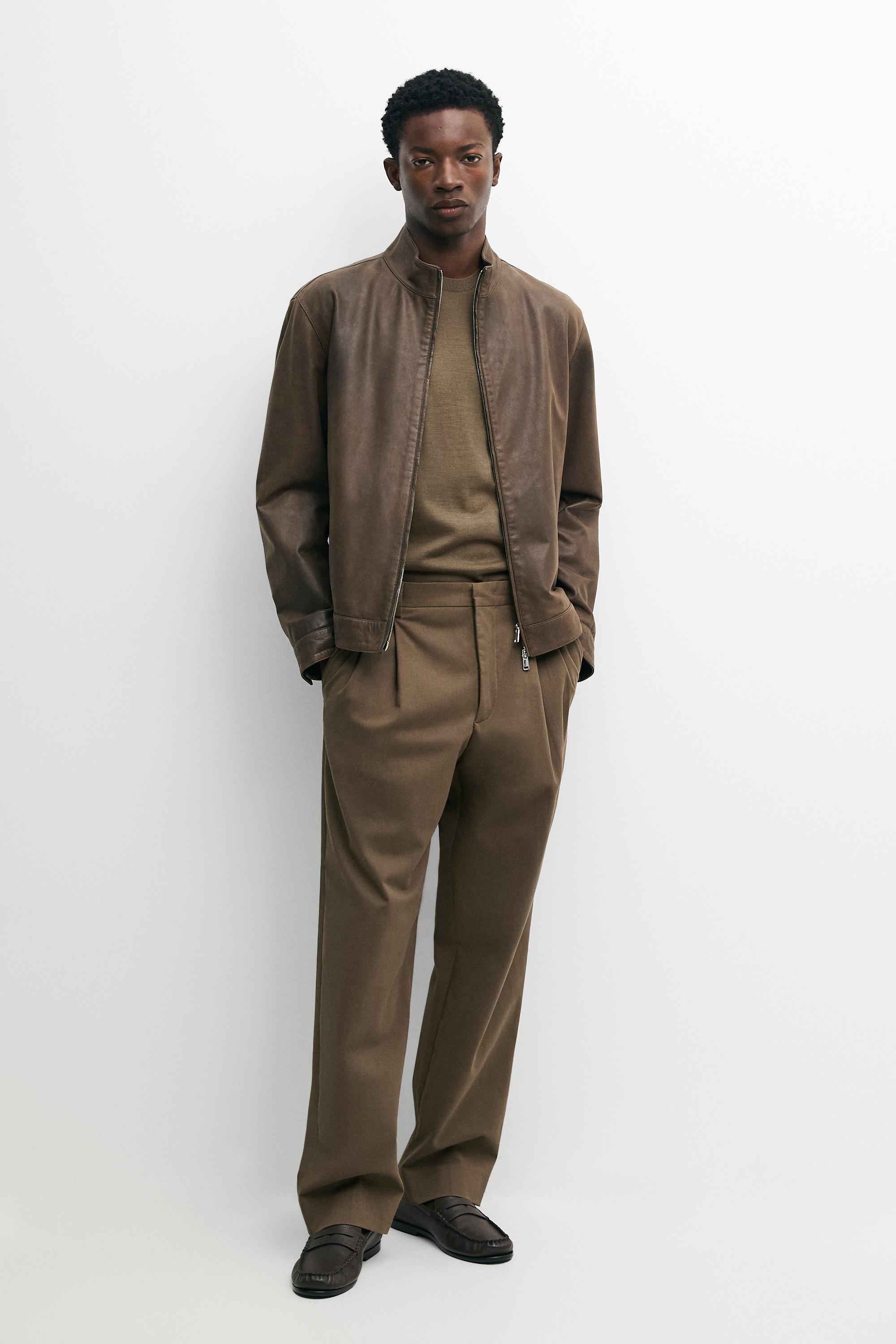 Cotton blend darted pants — Mid-camel