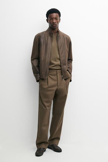 Zara Cotton blend darted pants - Mid-camel - Image 0
