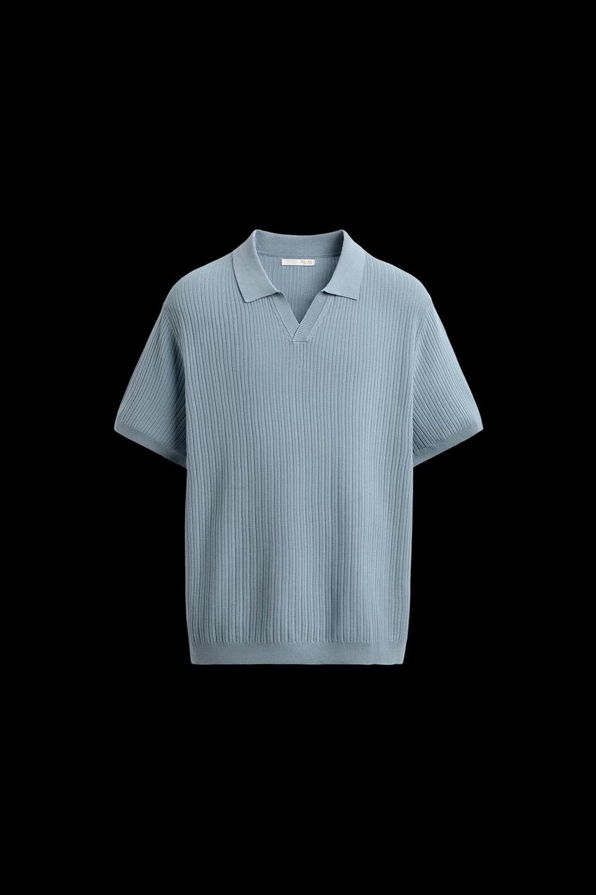 RIBBED KNIT POLO SHIRT