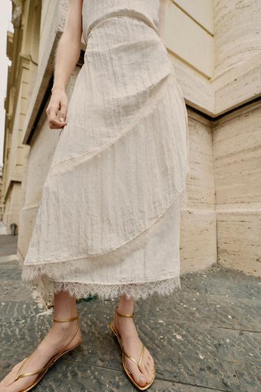 LACE CAMISOLE MIDI DRESS - Ecru by Zara - Image 2