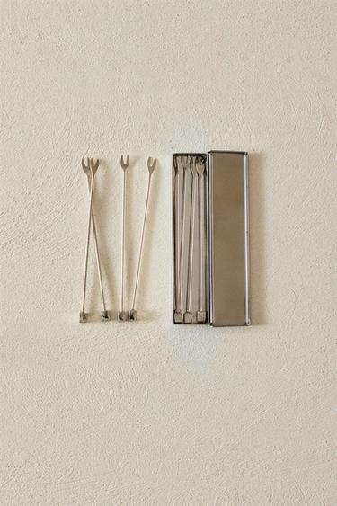 SET OF APERITIF PICKS WITH METAL BOX (SET OF 6) - Steel by Zara