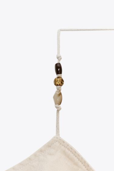 BEADED DENIM HALTER TOP - Ecru by Zara - Image 7