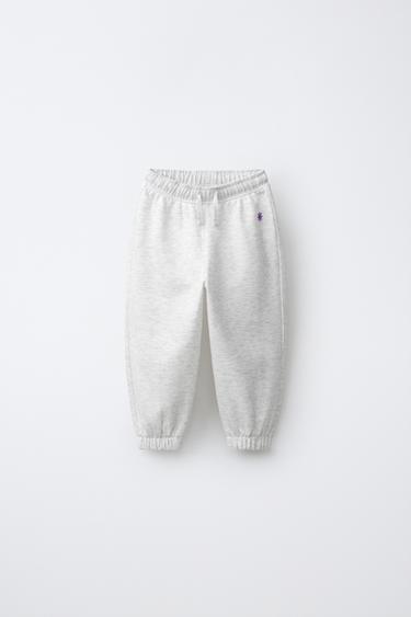 DAISY EMBROIDERED PLUSH TROUSERS - Grey marl by Zara