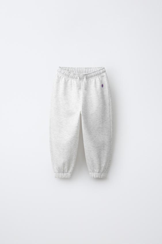 DAISY EMBROIDERED PLUSH TROUSERS - Grey marl by Zara - Image 0
