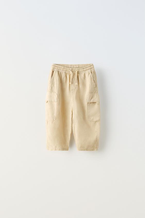 LINEN BLEND CARGO TROUSERS - Vanilla | ZARA Spain