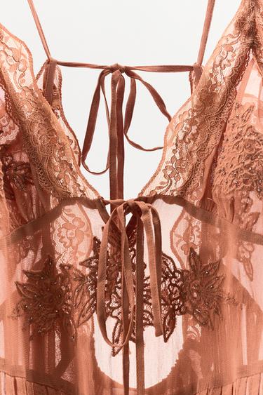 GEORGETTE EMBROIDERED BEADED DRESS - Brick by Zara - Image 9