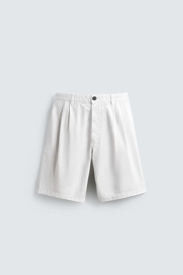 ШОРТЫ RELAXED FIT СО СКЛАДКАМИ — ЭКРЮ от Zara