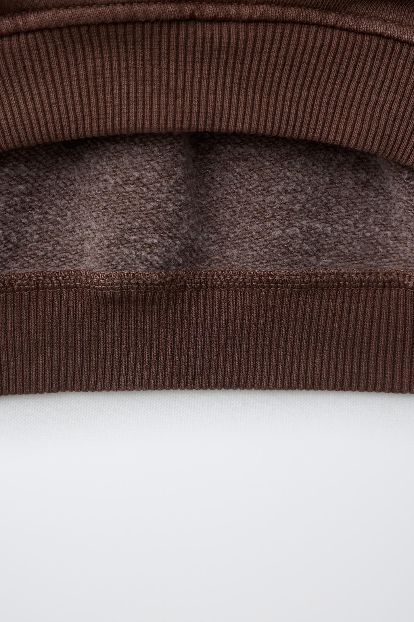 Детская толстовка Zara Solid Garment-Dyed, цвет: Коричневый — фото 4
