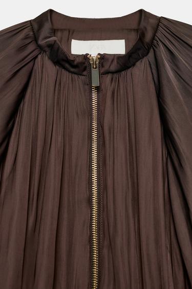 BLOUSON BOMBER SATINÉ MANCHES BALLON - Marron de Zara - Image 7