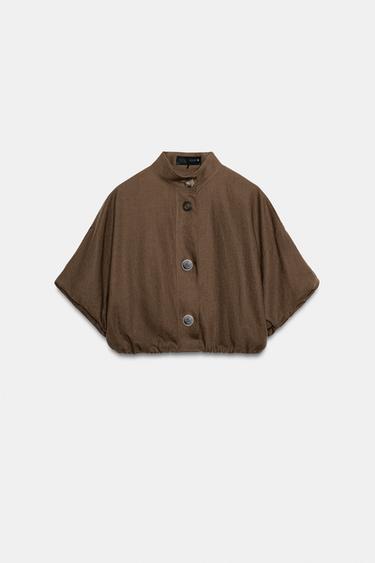 LINEN BLEND PUFF SLEEVE SHIRT - Brown / Taupe by Zara - Image 5