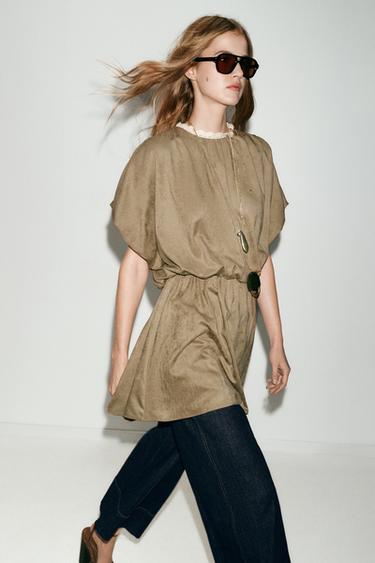 FAUX SUEDE SHORT DRESS - camel by Zara - Image 2