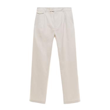 Zara RELAXED FIT PLEATED PANTS - Stone