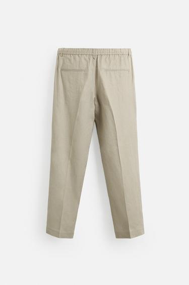 LINEN TROUSERS - Dark beige by Zara - Image 6