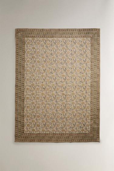 TAPIS coton imprimé FLORAL - Vert de Zara - Image 1