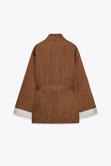 ZW COLLECTION JACQUARD KIMONO JACKET - Russet by Zara - Image 4