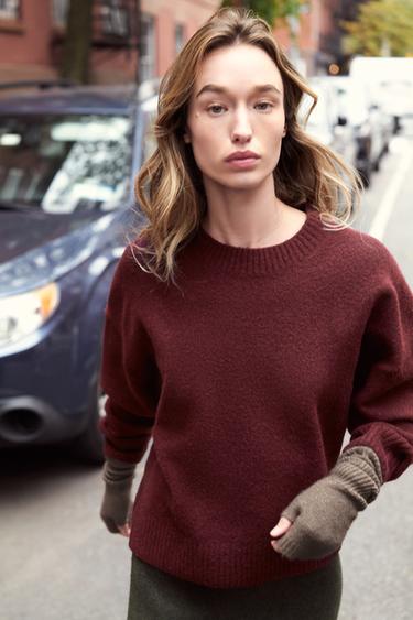 SOFT KNIT JUMPER - Burgundy by Zara