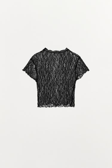LACE CROP TOP - Black by Zara - Image 2