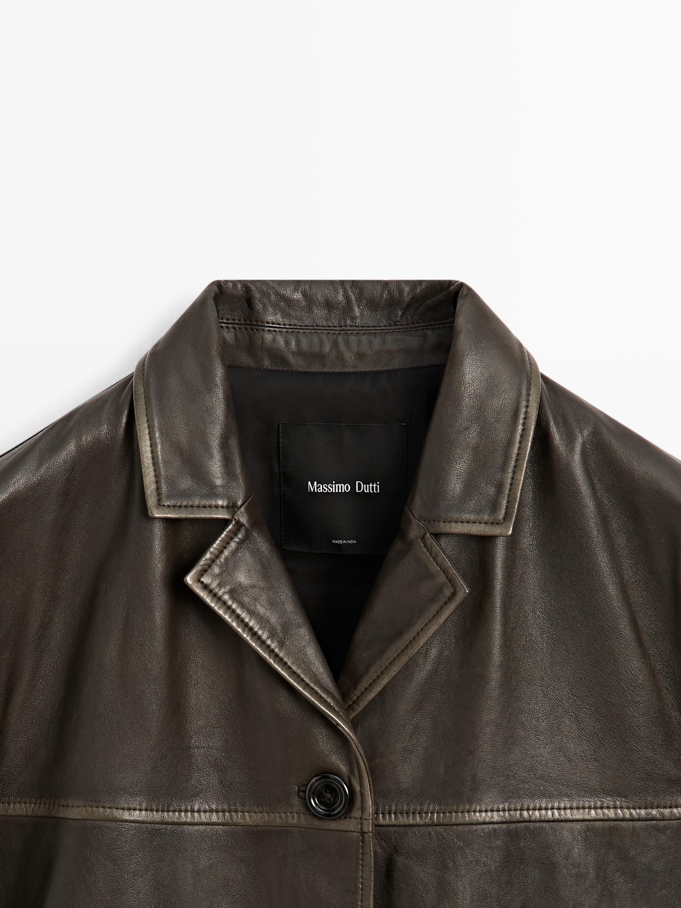 Nappa leather jacket with lapel collar