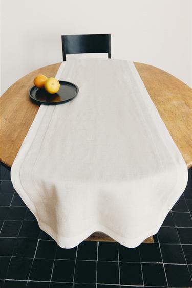 Zara DOUBLE-LAYER LINEN TABLE RUNNER - Ecru