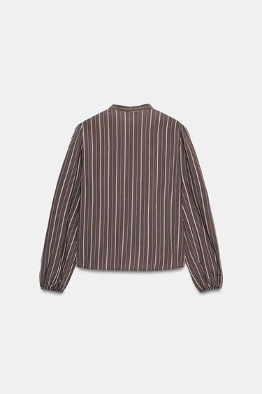 STRIPED SHIRT WITH RUFFLES - Brown-Blue by Zara - Image 7