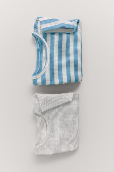 DVIEJŲ VAFLINIO PYNIMO AUDINIO GLAUSTINUKIŲ RINKINYS – Grey marl – „Zara“
