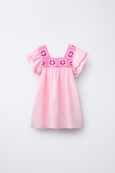 ROBE STRUCTURÉE CROCHET - Rose pastel de Zara - Image 1