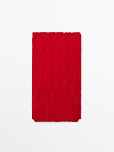 Bufanda trenzada mezcla lana - Rojo de Zara