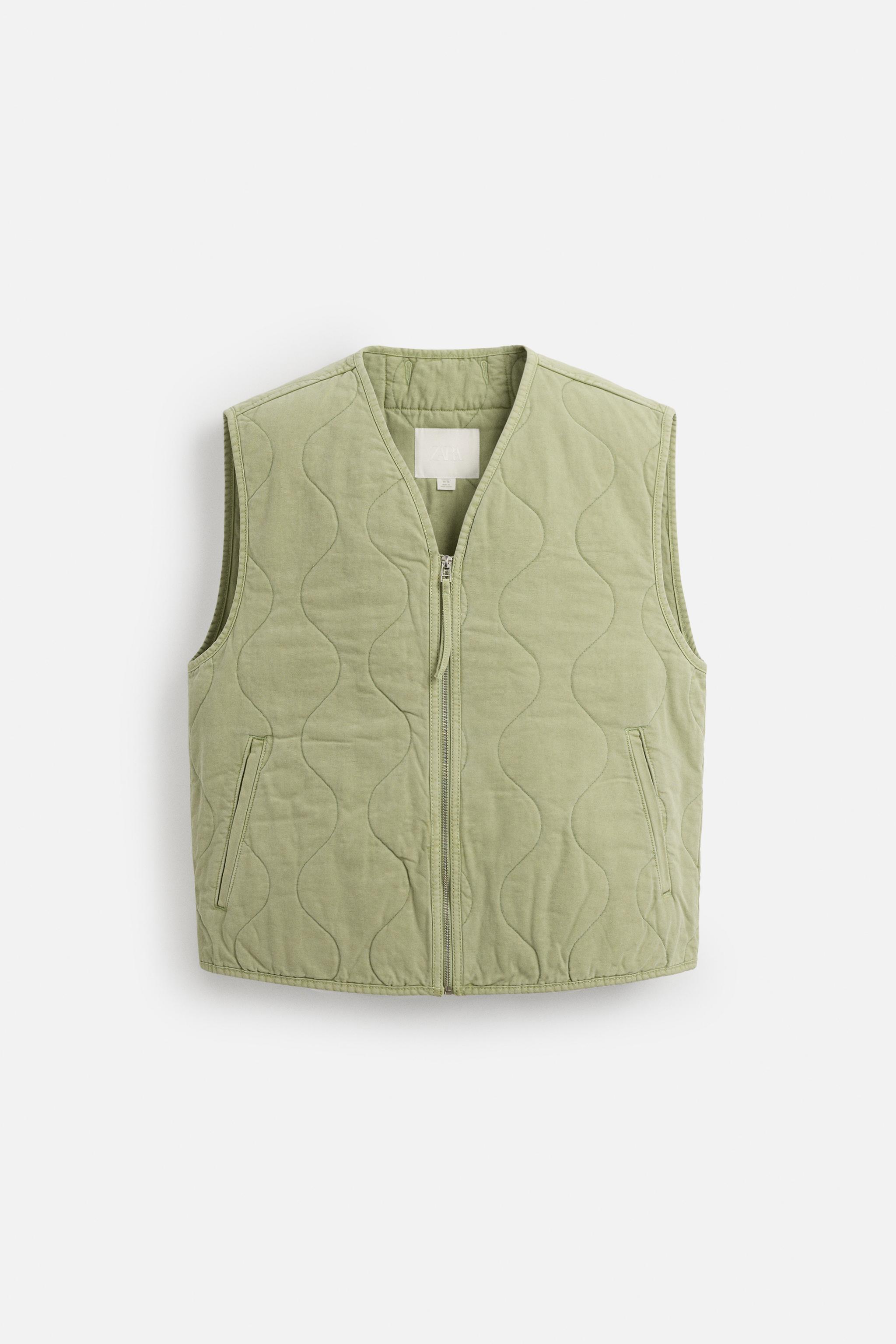 ライトグリーン キルティングベスト ウォッシュ加工キルティングベスト - グリーン | ZARA Japan / 日本