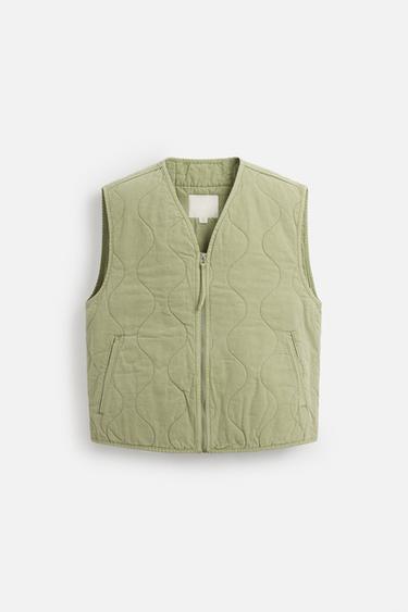 GILET SANS MANCHES MATELASSÉ DÉLAVÉ - Vert de Zara - Image 6